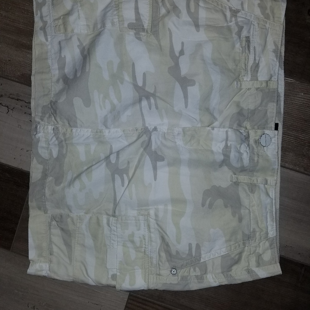 anthropology sanctuary camo cargo skirt, white